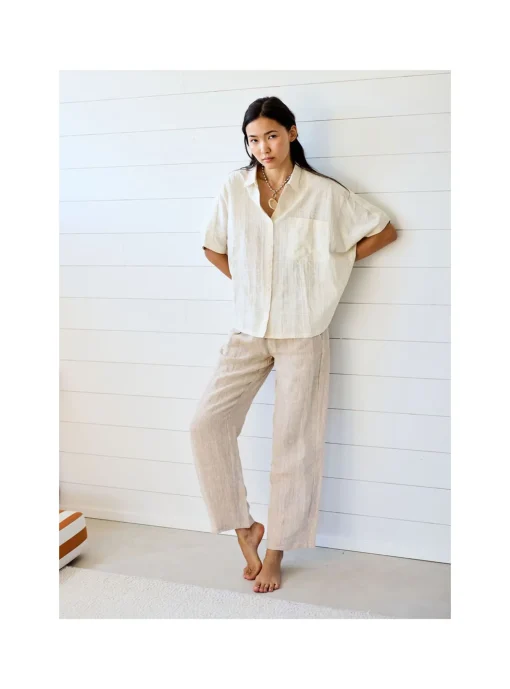 Pantalon Femme Lin Chiné