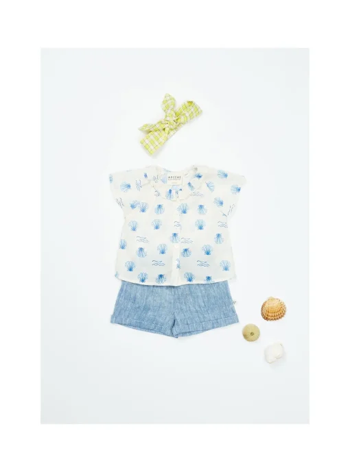 Short Bébé Lin Chiné